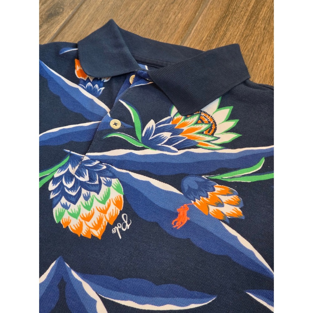 Polo Ralph Lauren Mens Classic Fit Floral Tropical Polo Shirt Blue Multi S NEW